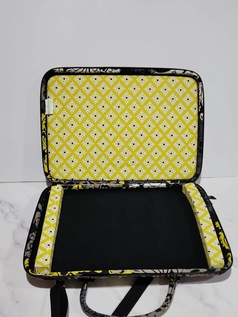 Vera Bradley Stylish Black and Yellow Floral Laptop Case Bag